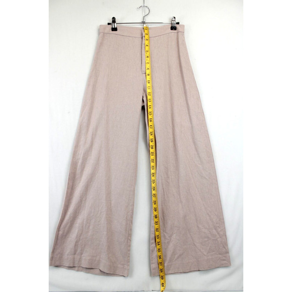 Rubber Ducky Productions Linen Blend Flare Leg Trousers Women S Rose Pink Pants - Picture 3 of 12